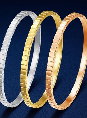 钛钢小方块手镯不锈钢几何形手环轻奢简约百搭不掉色女饰品