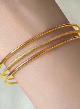 不锈钢钛钢手镯女法式不掉色ins风小众高级轻奢三生三世素圈