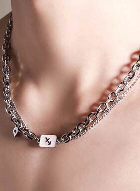 十二星座项链男通体钛钢不掉色双层链条女百搭夏季百搭手链组合