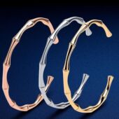 亚马逊 不锈钢C形开口手镯钛钢竹节高级感竹子状手环 新款