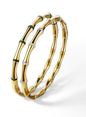 竹节钛钢素面手镯简约优雅金色ins网红同款实心不锈钢手饰潮流