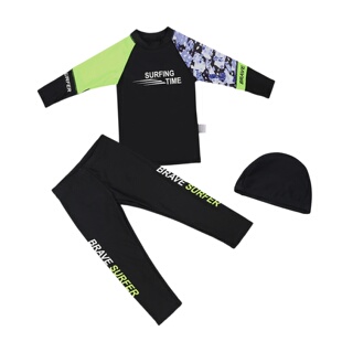 儿童长短袖 分体泳衣三件套男童卡通海边游泳速干防晒中大童泳衣装