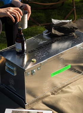 ㊣日本PUEBCO复古金属可折叠式收纳箱户外露营储物箱带盖茶几