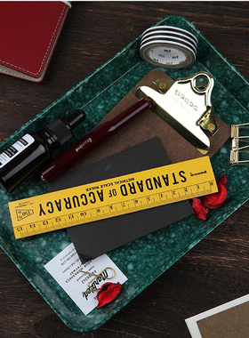 6色 ㊣日本HIGHTIDE MARBLED大理石纹办公文具收纳盒托盘笔筒