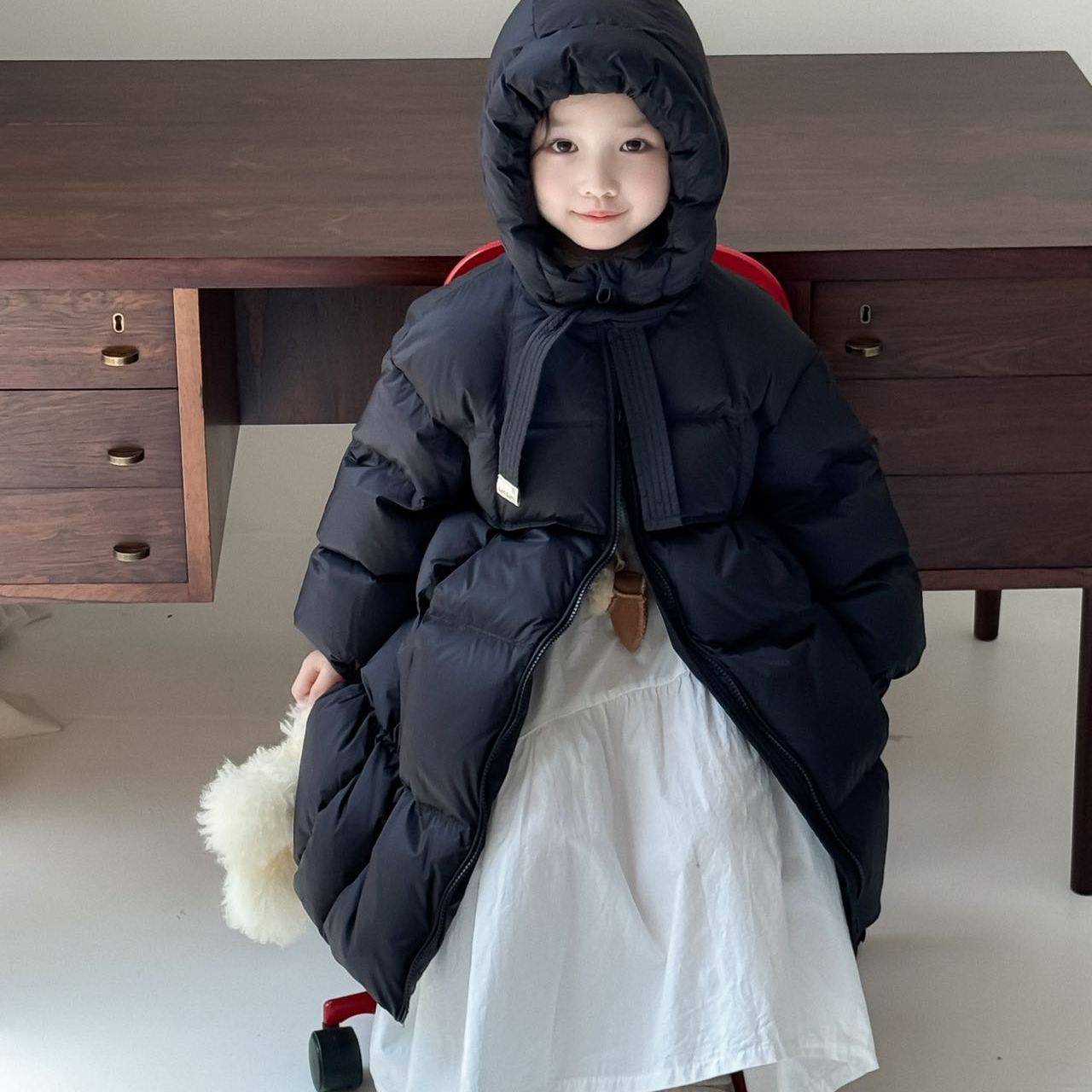 女童冬季新款超长款三防90白鸭绒加厚羽绒服韩版连帽
