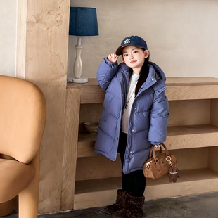 2025冬季新款女童外套中长款过膝三防面料90白鸭绒加厚极寒羽绒服