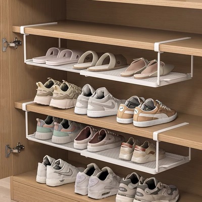 可伸缩鞋柜分层隔板家用鞋架鞋子收纳神器下挂式省空间鞋托置物架