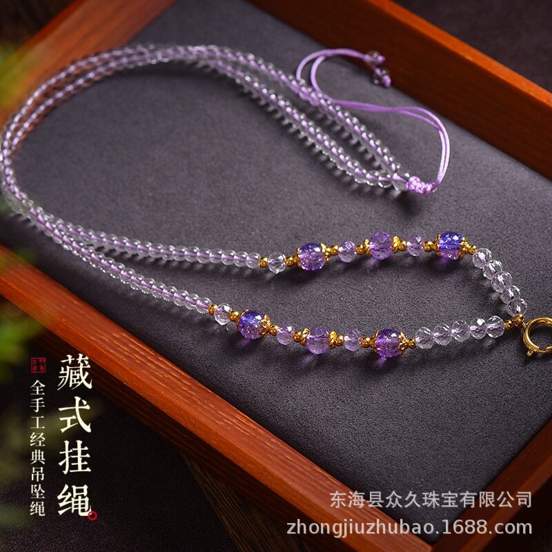 泰国佛牌链唐卡项链挂绳百搭快拆扣人造水晶珠链吊坠挂绳简约清新图片