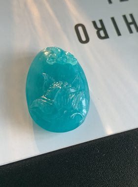 收藏极老矿料无酸洗烤色 新疆浓色天河石水滴花牌吊坠 高冰浓色