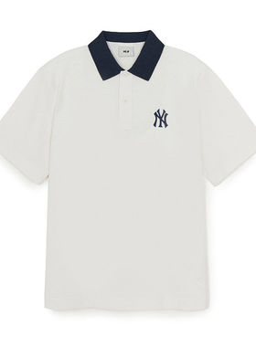 MLB情侣26男女NY舒适透气撞色POLO衫运动翻领短袖T恤3APQV0263