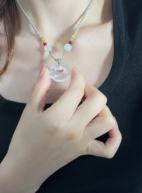 新中式玛瑙无事牌平安扣吊坠女