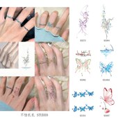 唯美纯欲手指蝴蝶ins小图案彩色纹身贴防水持久甜酷少女小清新