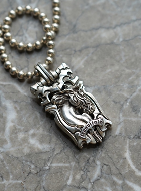 铁心银饰原创设计生肖马牌吊坠