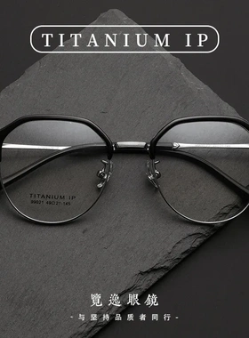 99021新款纯钛眼镜框全钛眉毛架女超轻小框男高级感高端复古平光