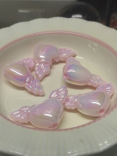 5颗装有瑕卡21.5*34.4*12粉色翅膀爱心原2.99镀uv110-013
