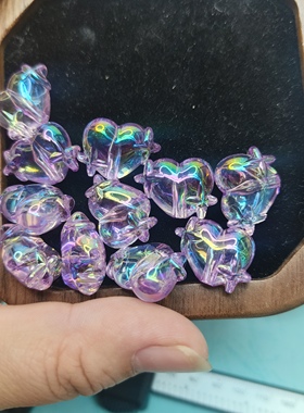 （9.9元包邮）80-004卡14.5透紫色爱心10颗（单色不拆不混）