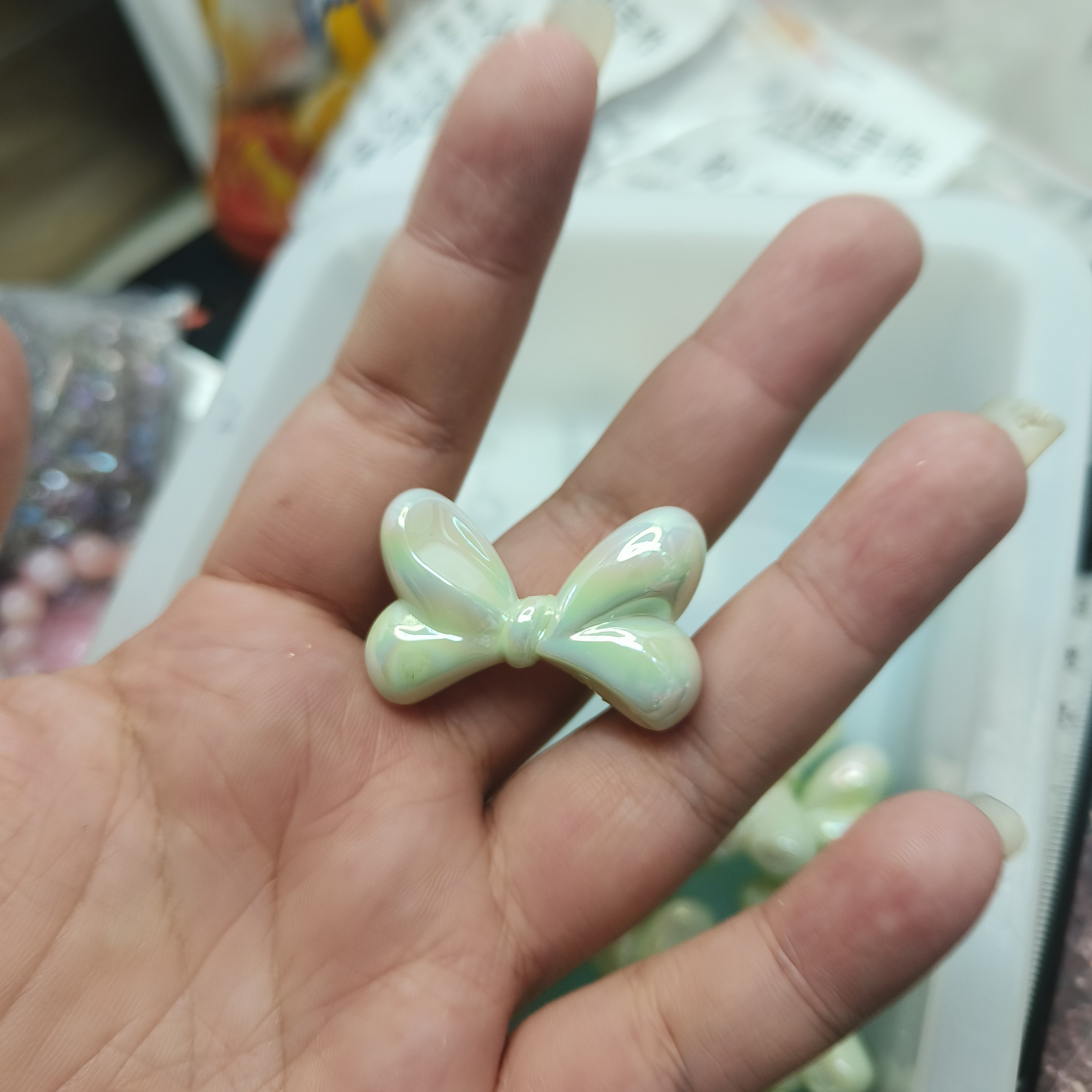 （9.9元包邮）62-055卡24*36绿色大蝴蝶结5个