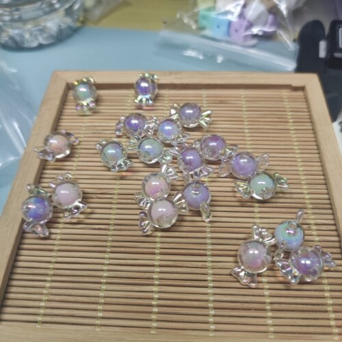 （15元包邮）20个镀UV混色混款通孔亚克力珠中糖果46-017