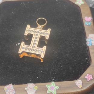 包邮 一个金色合金大H扣头满钻A743 满15