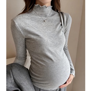 显瘦长袖 内搭上衣修身 T恤配大衣 女高领针织 秋冬百搭孕妇打底衫
