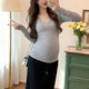 内搭显瘦打底衫 纯棉孕妇装 上衣 V领长袖 T恤修身 2025秋冬新款 时尚