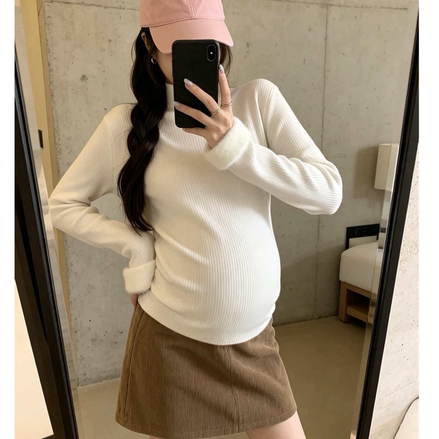 孕妇半高领加绒加厚毛衣针织衫女秋冬新款内搭修身显瘦长袖打底衫
