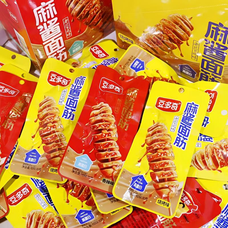 豆多奇麻酱面筋30g香辣烧烤味小包装老北京风味即食休闲解馋零食