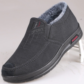 休闲鞋 冬季 一脚蹬软底懒人鞋 保暖加绒牛仔布男士 老北京布鞋 男棉鞋