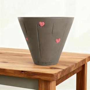 设计款爱心斗笠花盆吸水透气适合绿植花卉盆栽种植花盆高颜值复古