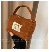 灯芯绒手提化妆包新款 外出手拎包女大容量化妆品收纳包 女学生韩版