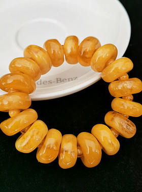 天然蜜蜡手串鸡油黄琥珀手链