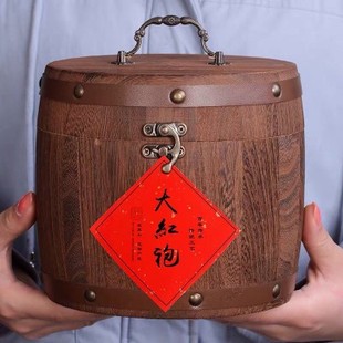 大红袍茶叶浓香型新茶福建正宗武夷岩茶肉桂木桶礼盒装180克
