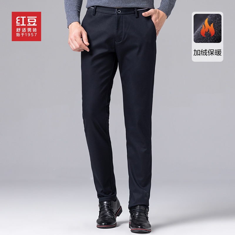 红豆2021秋冬加绒裤商务休闲黑色加厚长裤中年宽松工装男士保暖裤在类目 男装, 休闲裤中 - 来自Buy2taobao.com提供专业的淘宝代购服务