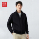 红豆空气层立领外套男2026年春秋款 纯色卫衣黑色夹克PC 拉链开衫