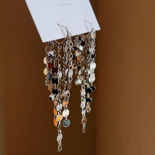 四狸耳坠夸张金属亮片