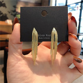 S925银针韩国韩时尚 小耳线亮金属耳饰显瘦耳环 真金电镀流苏短款