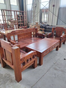 老榆木沙发全实木祥云家用多种户型客厅组合原木家具卯榫结构木质