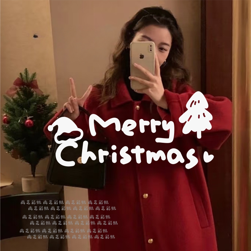 拍照出片的圣诞贴纸镜子橱窗装饰