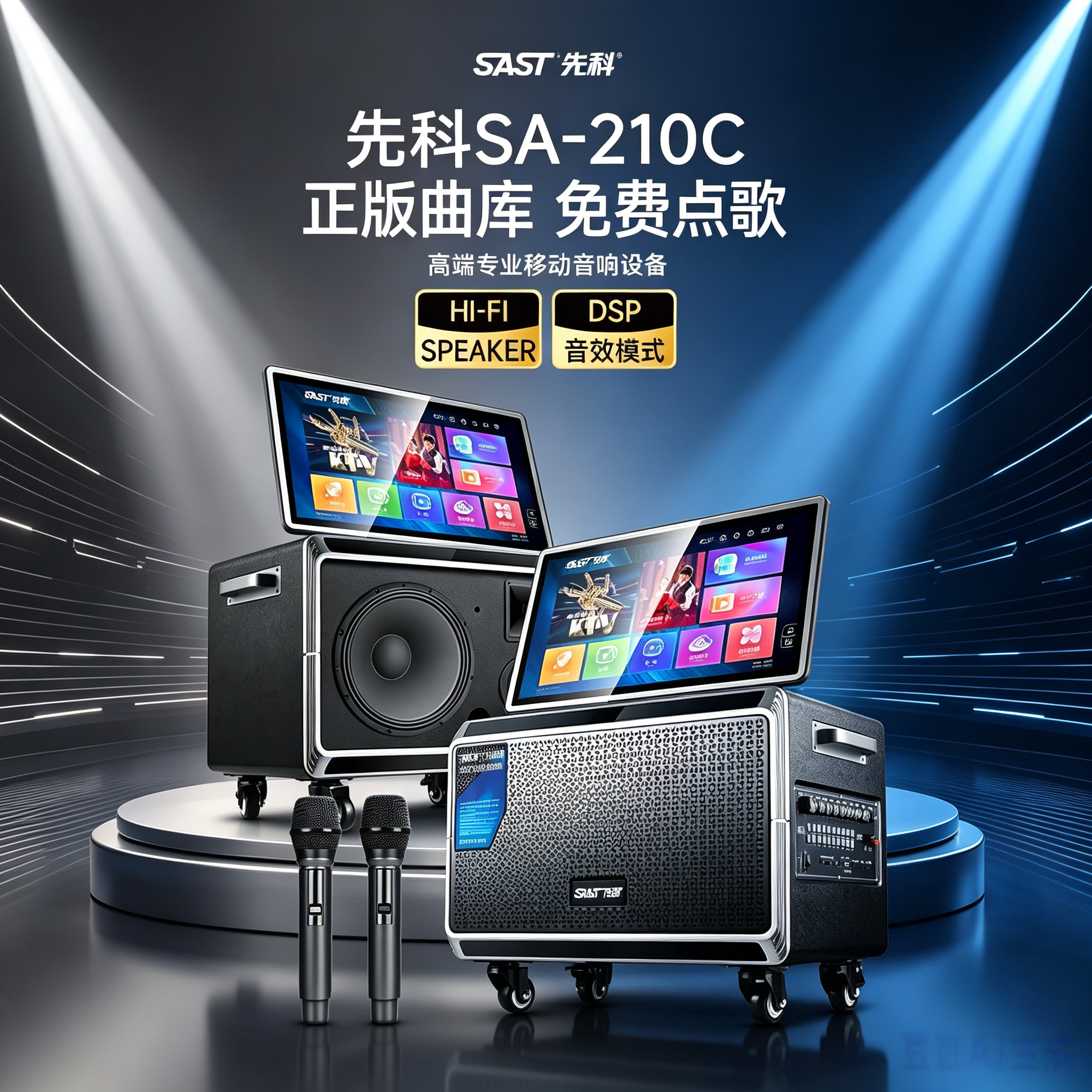 先科SA-210C点歌机触摸屏点唱机家庭ktv卡拉ok一体机移动户外k歌