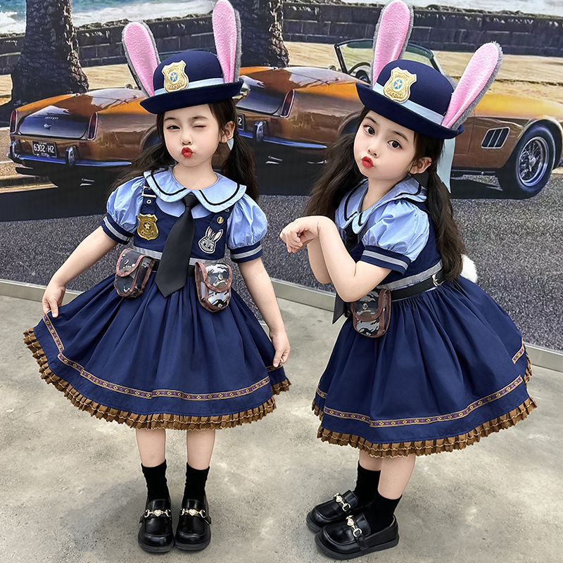 朱迪兔子警官衣服儿童cos连衣裙套装宝宝洛丽塔女童公主裙洋气装