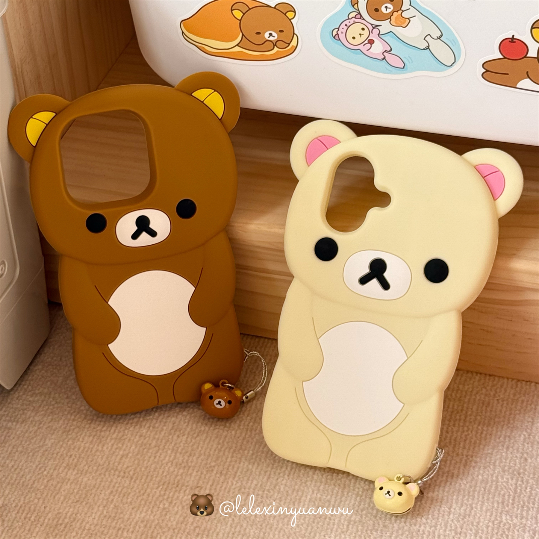 乐乐心愿屋 日本新款立体轻松熊ins铃铛松弛熊挂件适用iPhone17promax手机壳苹果1543软硅胶套可爱卡通16pro