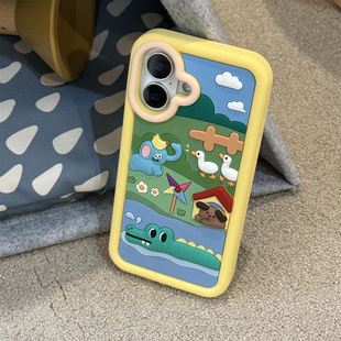 多巴胺童心可爱动物园卡通鳄鱼大象小鸭适用iPhone16promax手机壳苹果15软硅胶143儿童防摔宝宝女 乐乐心愿屋