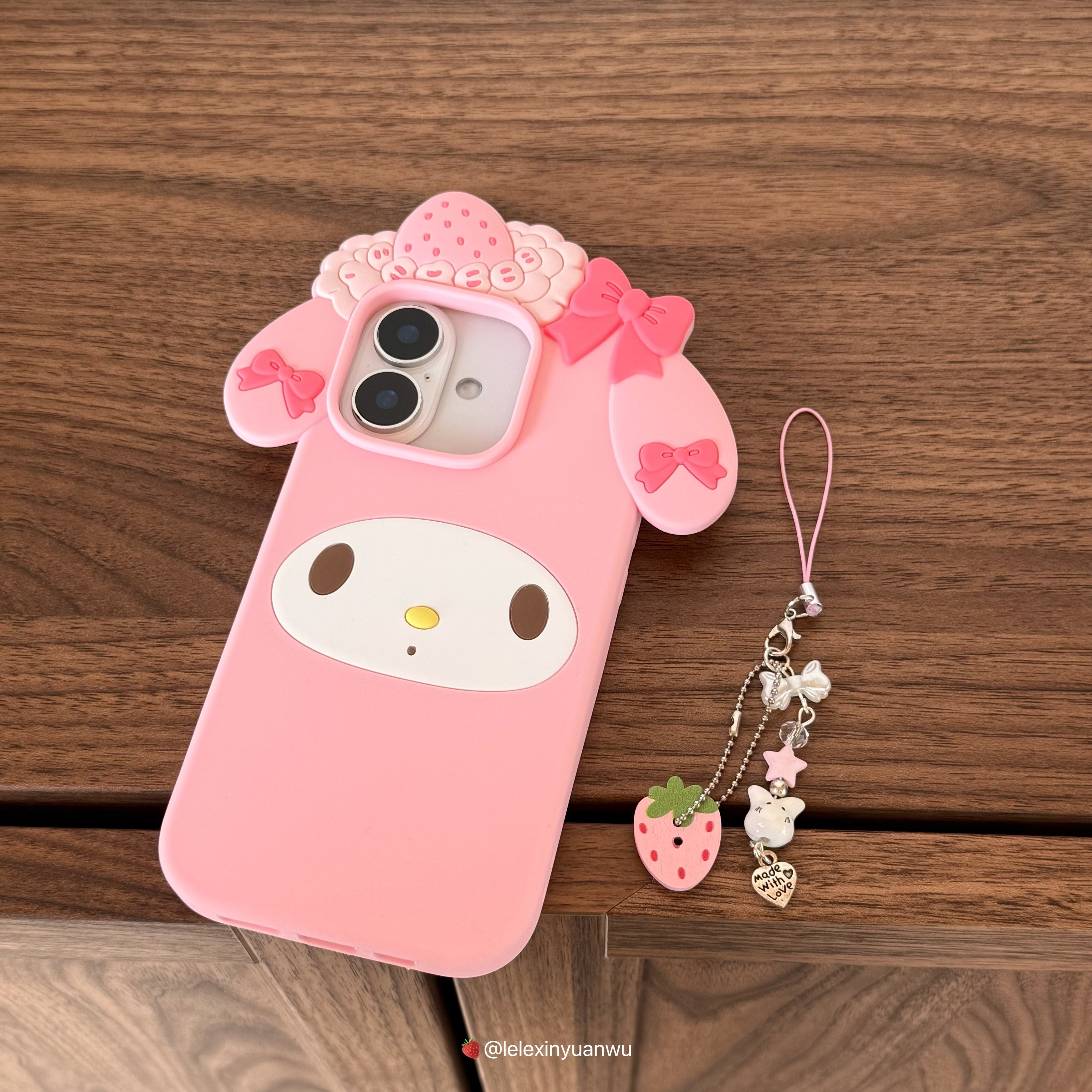 乐乐心愿屋 Melody美乐蒂草莓粉色可爱卡通适用iPhone17promax手机壳苹果16pro软硅胶立体防摔甜美日系萌1543