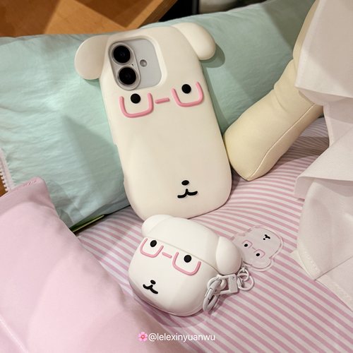 乐乐心愿屋 韩国Ganadi小狗呆萌适用iPhone17promax手机壳苹果16pro软硅胶卡通1543可爱防摔airpods耳机小众