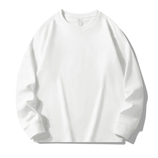 重磅230克纯棉长袖t恤男纯白色打底衫男女宽松情侣内搭上衣卫衣