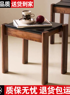 实木矮椅家用可叠放中古风客厅小户型方凳玄关换鞋凳梳妆凳小板凳