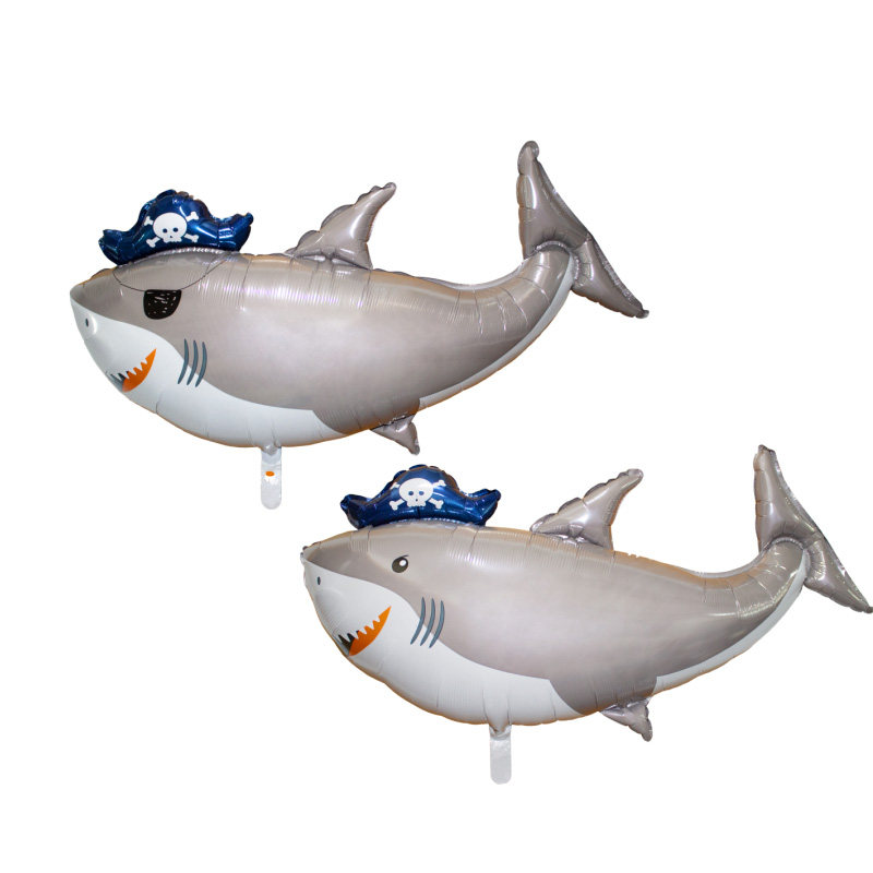 海盗鲨鱼铝膜气球海洋馆游泳馆装饰布置气球儿童生日派对铝箔气球