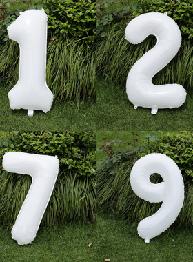 韩国ins风森系32寸白色大号数字铝膜气球可涂鸦儿童生日派对装饰