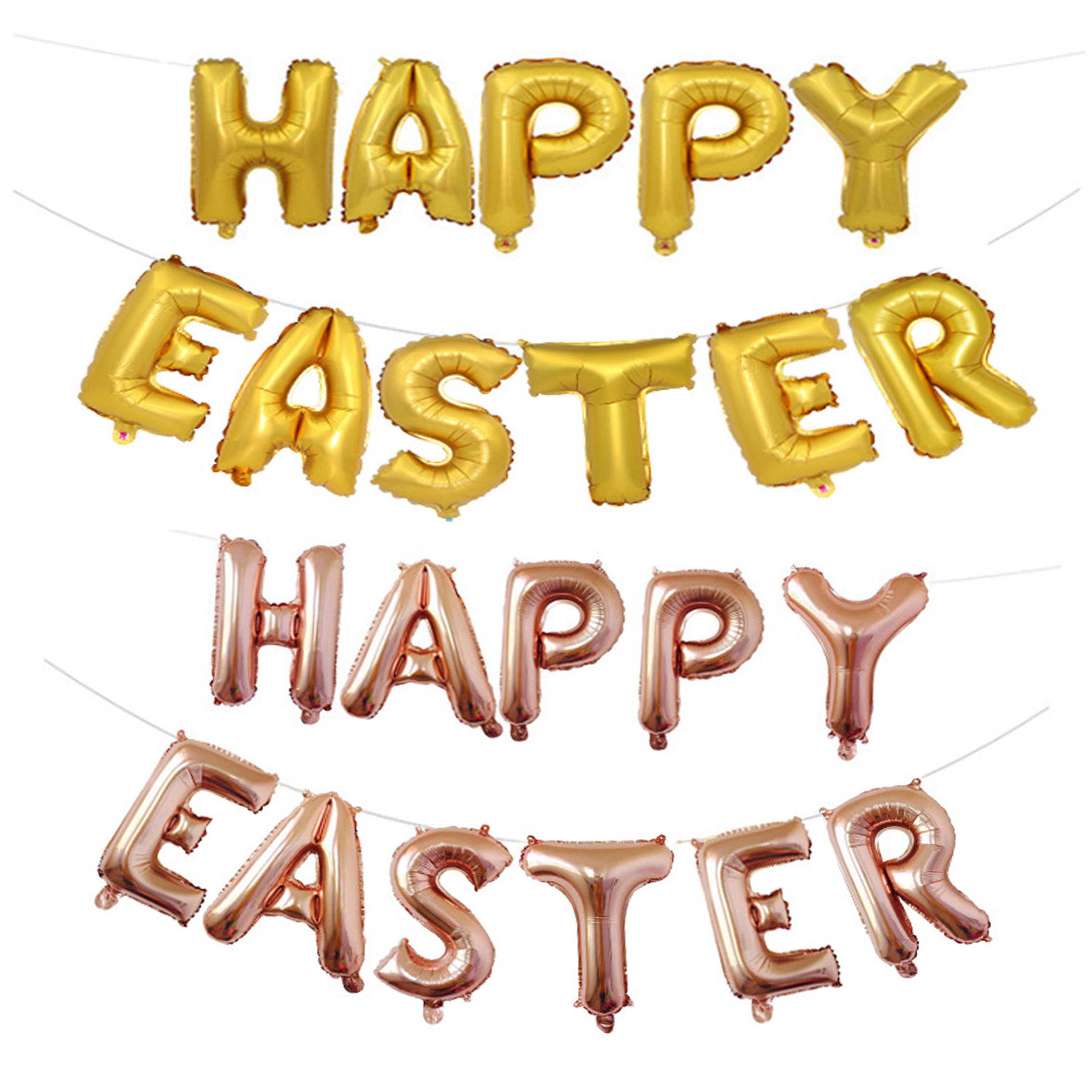 happy easter16寸字母气球套装复活节派对装饰玫瑰金铝膜气球