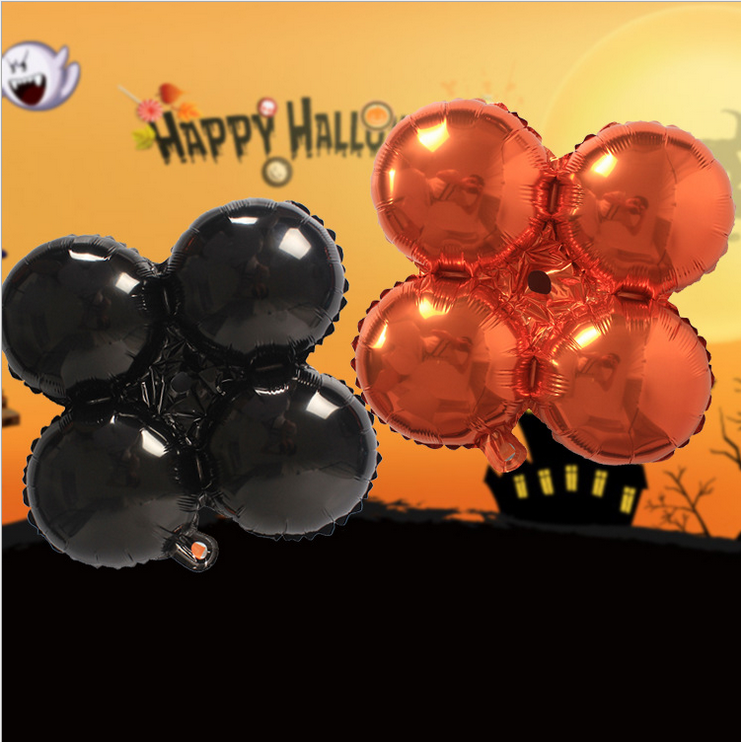 万圣节铝膜气球 晚会酒吧派对舞会装饰布置黑色五角星橙色四叶草